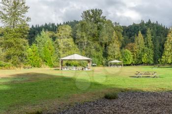A view of the picnic area at Flaming Geyser State Park in Washington State.