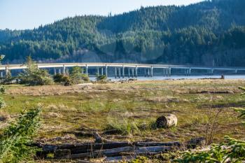 A view of the Naselle River Bridge in Washington State.