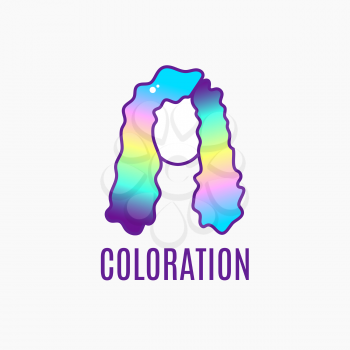 Dyed hair logo. The head of a woman with a modern haircut, coloring in a fashionable color. Beauty Fashion head for hairdressers, hair salons, hair salons, spas, hair dyes, beauty studios
