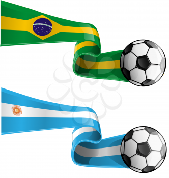 argentina & brazil flag with soccer ball