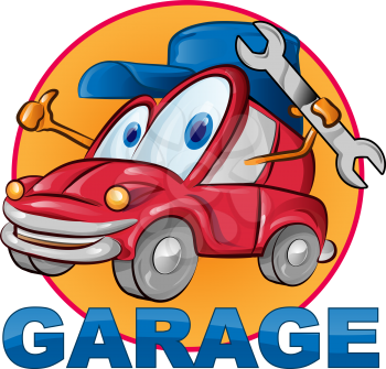  car garage symbol cartoon on white background
