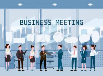 Business people meeting, teamwork or brainstorming interior office. Man bosses conduct business negotiations