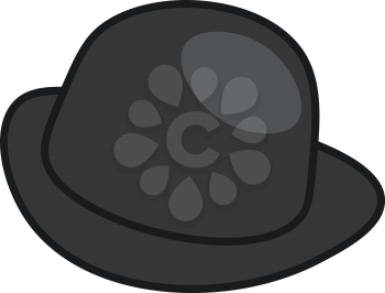 A black color hat traditionally been worn with semi-formal and informal attire vector color drawing or illustration 