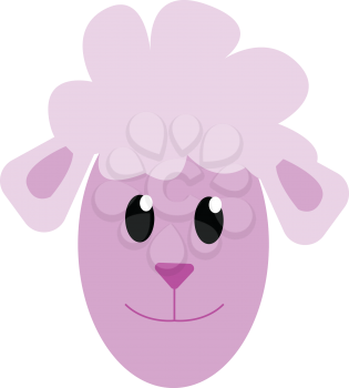 A cute baby goat's face with bundle of fur over the head vector color drawing or illustration 