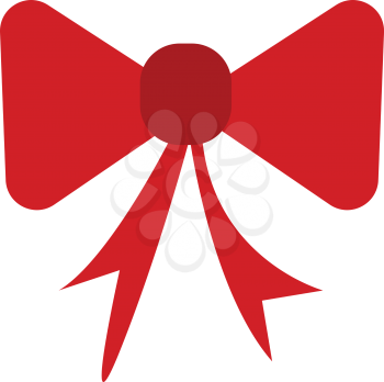 A red ribbon in shape of bow used for decoration purpose vector color drawing or illustration 