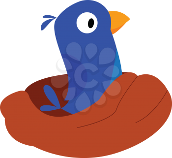 Little blue bird in the nest vector illustration on white background