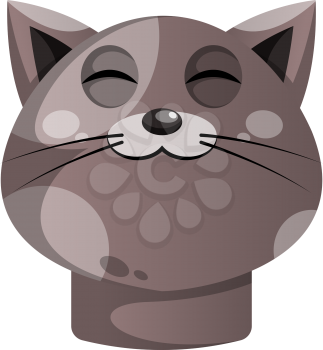Cartoon grey cat vector illustartion on white backgorund