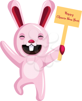 Bunny holding a sign Chinese New Year vector illustration