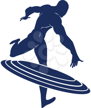 Captain America, Blue Silhouette of a Man, Throwing a Round Shield, vector illustration
