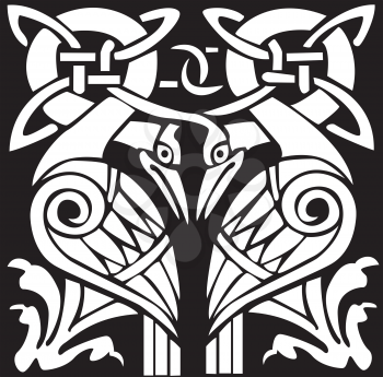 A vector illustration of a dual Celtic bird