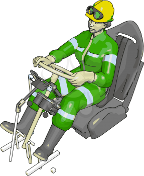 Car test dummy in green jump suit vector illustration on white background