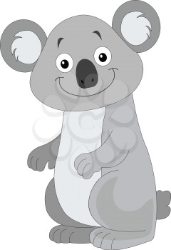 Cute smiling grey koala, vector illustration