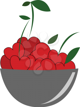 Bowl full of fresh cherries vector illustration 