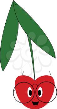 Cute cherry with glasses vector illustration 