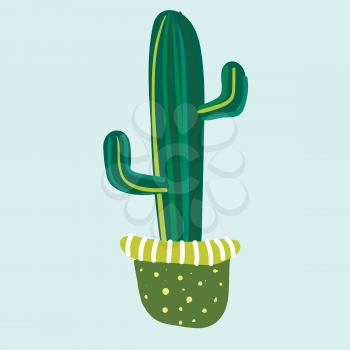 Tall saguaro cactus vector or color illustration