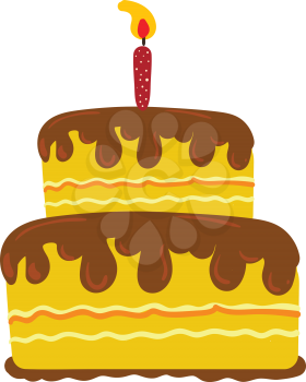 Yellow cake with chocolate toppings vector or color illustration