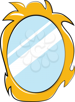 Mirror with golden frame vector or color illustration