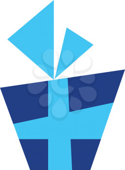 Blue box with sky blue ribbon vector or color illustration