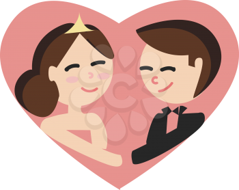 Wedding picture of bride and groom vector or color illustration