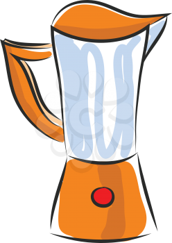 An orange blender with a red button and a translucent jar vector color drawing or illustration 