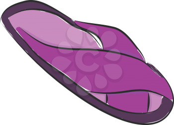 Simple vector illustration on white background of a purple slipper