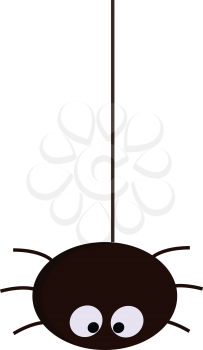 Simple cartoon of a black spider hanging vector illustration on white background