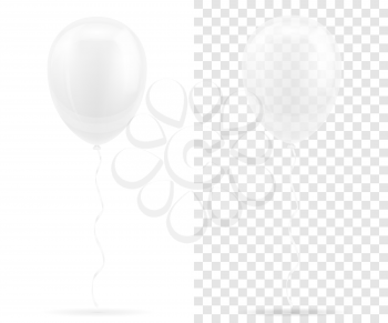 celebratory transparent white balloons pumped helium with ribbon stock vector illustration isolated on background