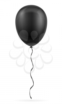 celebratory black balloon pumped helium with ribbon stock vector illustration isolated on white background