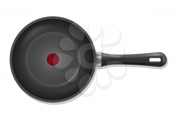 frying pan for fry food on fire stock vector illustration isolated on white background