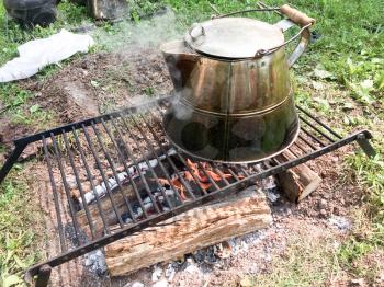 american civil war reenactment scene objects cooking kettle
