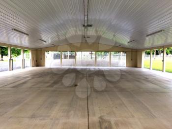 Pavillion exhibit outdoor space with concrete floor white
