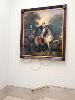 George Washington on horseback painting in a museum