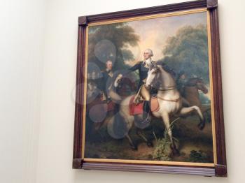 George Washington on horseback painting in a museum