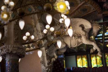 Beautifully decorated Lamp in Palau de la Musica in Barcelona, Spain