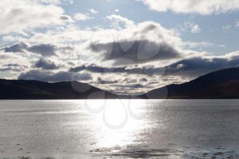 Clouds and sun over Loch Alsh, Scotland, UK