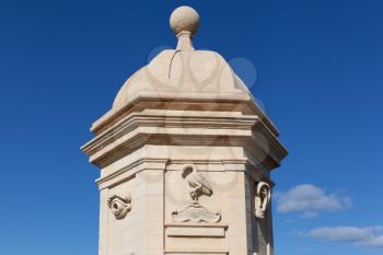 La Guardiola tower and freemasonry symbols, Safe Haven Gardens, Senglea, Malta