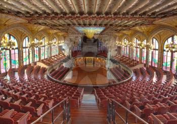 Concert Hall inside Palau de la musica catalana in Barcelona, designed by Domenech de Montaner