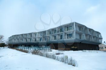 Parnu, Estonia - 18 January 2019: Modern architecture of Hedon hotel