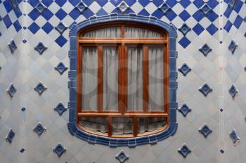 Barcelona, Spain - 30 July 2020: Casa Batllo atrium with inner windows