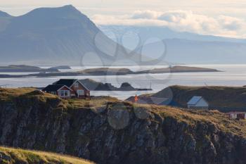 Stykkisholmur, Iceland - 20 July 2014: A private house with ocean view
