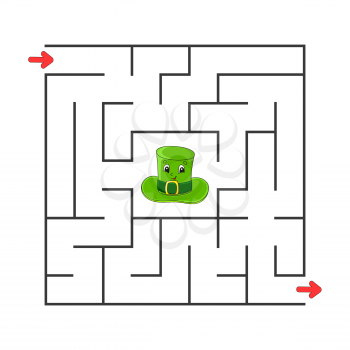 Square maze. Game for kids. Puzzle for children. Cartoon character. Labyrinth conundrum. Color vector illustration. Find the right path. The development of logical and spatial thinking.
