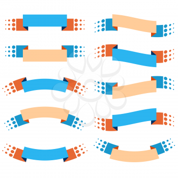 Set of 10 flat colored isolated ribbon banners. Suitable for design.