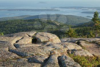 Rocks on the top of Cadillac mountain, Mount island desert, Maine, USA
