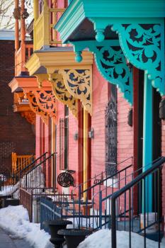 Colorful architectural detail in Montreal, Quebec in Canada