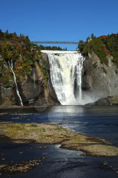 Beautiful view of Montmorency waterfall in Quebec, Canada