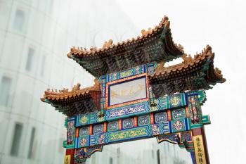 Chinese gate in Chinatown in London, UK
