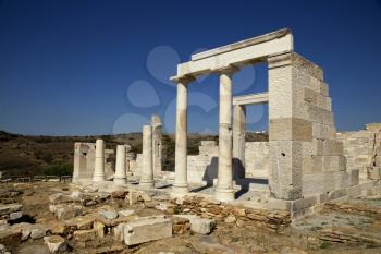 Ruin of the Temple of Demeter, grain of goddess just outside of Sangri on Naxos island in the Cyclades, Greece