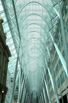 TORONTO, CANADA, APRIL 10, 2017:  Allen Lambert Galleria, designed by Santiago Calatrava is the result of an international competition and heavily featured in movie and tv show.