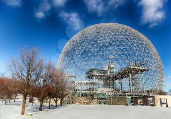 MONTREAL, CANADA - JANUARY 16, 2015: The Biosphere is a museum in Montreal dedicated to the environment. It was the pavilion of the United States during Universal exposition in 1967.