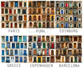 A collage of 6 different places in Europe presented in a white border with their names